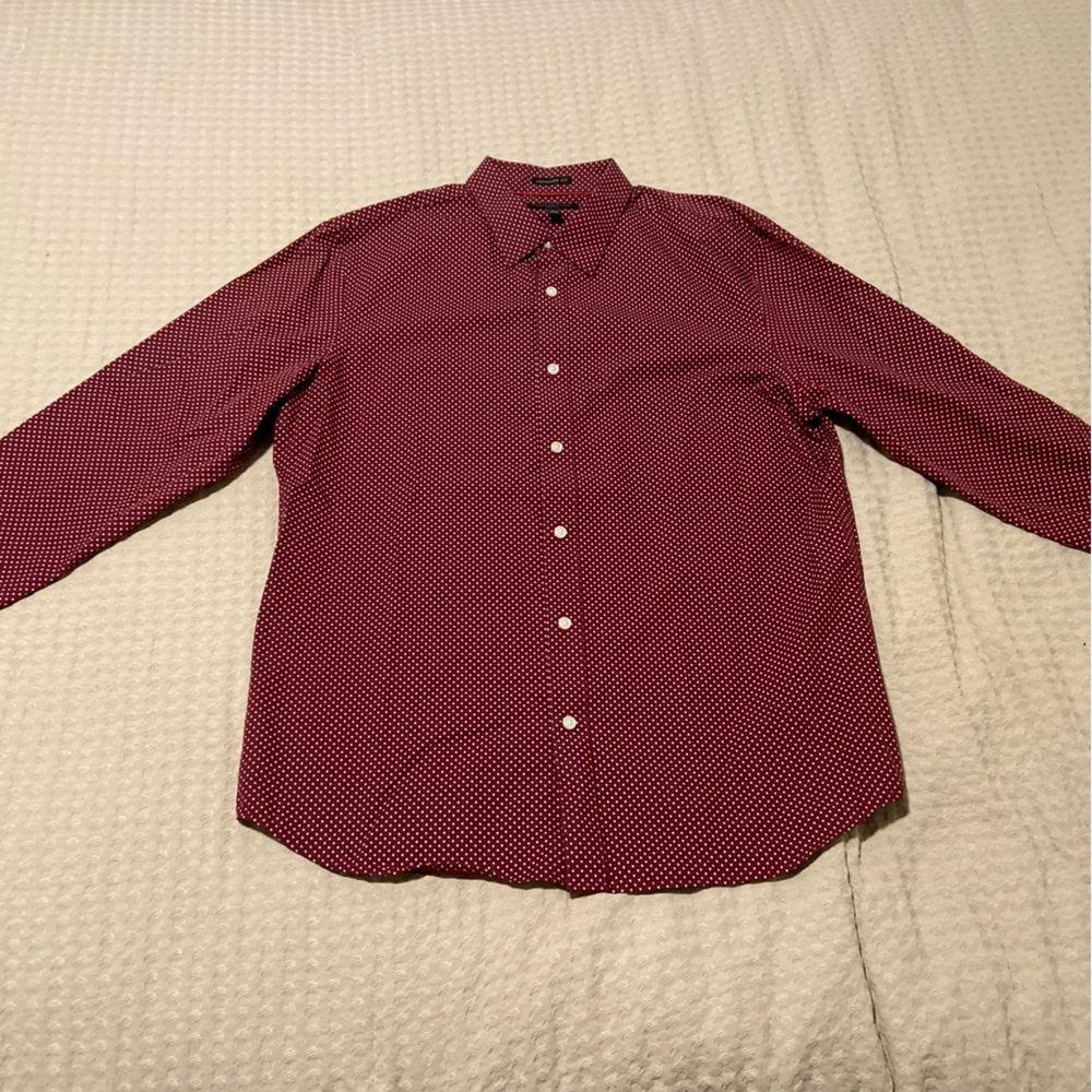 Large Maroon Polka Dot Banana Republic Dress Shirt